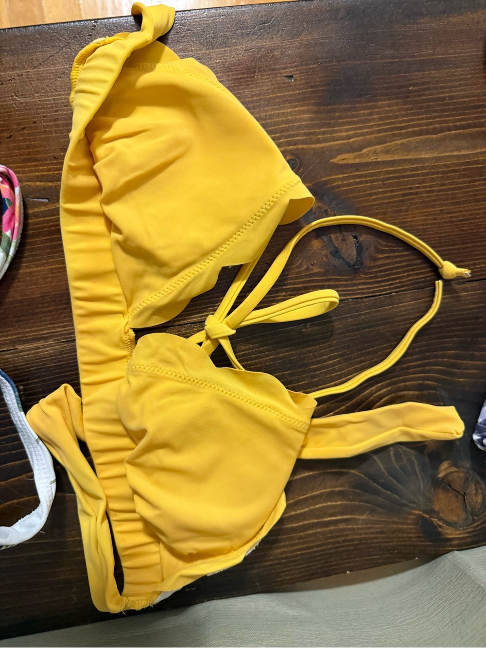 Yellow Women's Ruffle Bikini Top - Unbranded